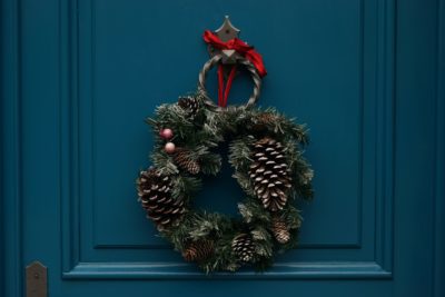 green and brown christmas wreath